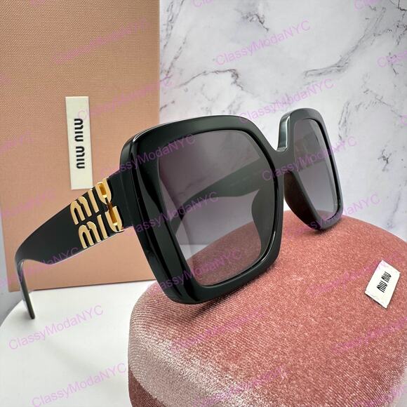 Miu Miu Accessories - New MIU MIU Sunglasses Black Square Gold Full Rim 56mm MIU MIU
